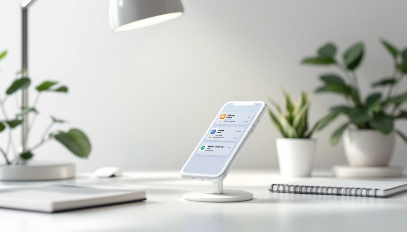 Een iPhone met geld verdienen apps op een moderne bureau.