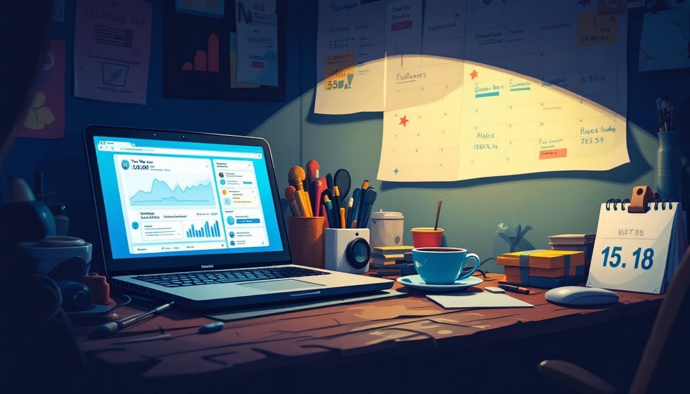 Een drukke social media manager met veel volgers en engagement.