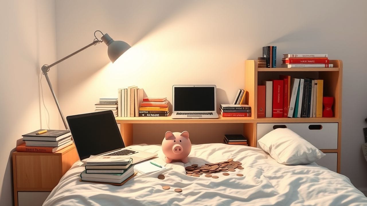 Een rommelig bureau in de slaapkamer van een 13-jarige.