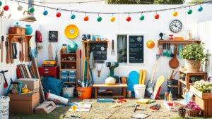 Een achtertuin vol met DIY projecten om tieners te helpen geld te verdienen.