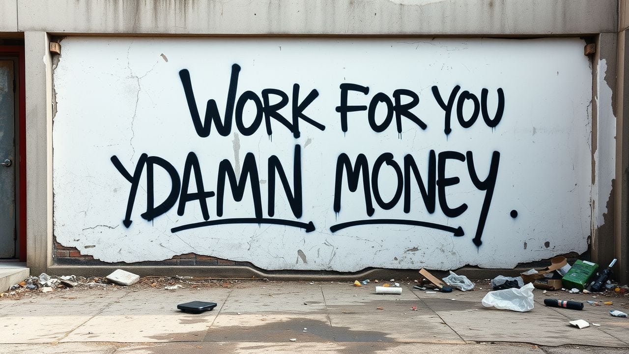 Een verwaarloosde stedelijke omgeving met graffiti en afval.