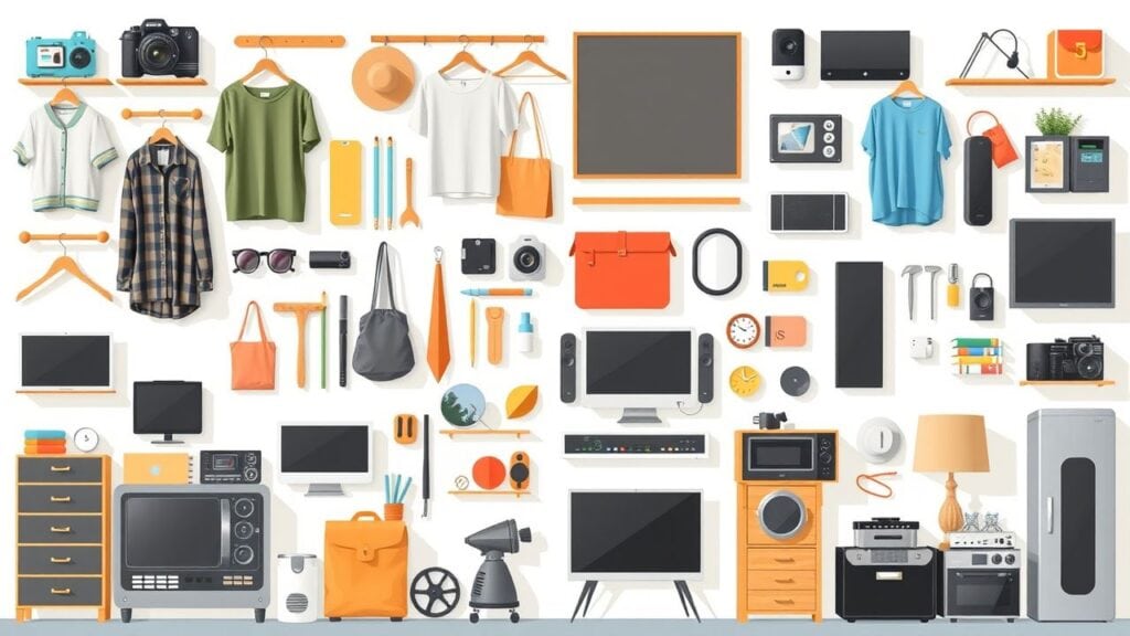 Een georganiseerde weergave van tweedehands items te koop.